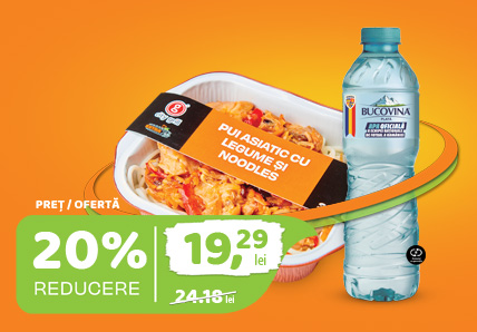 Pui asiatic cu legume și noodles + Apă plată